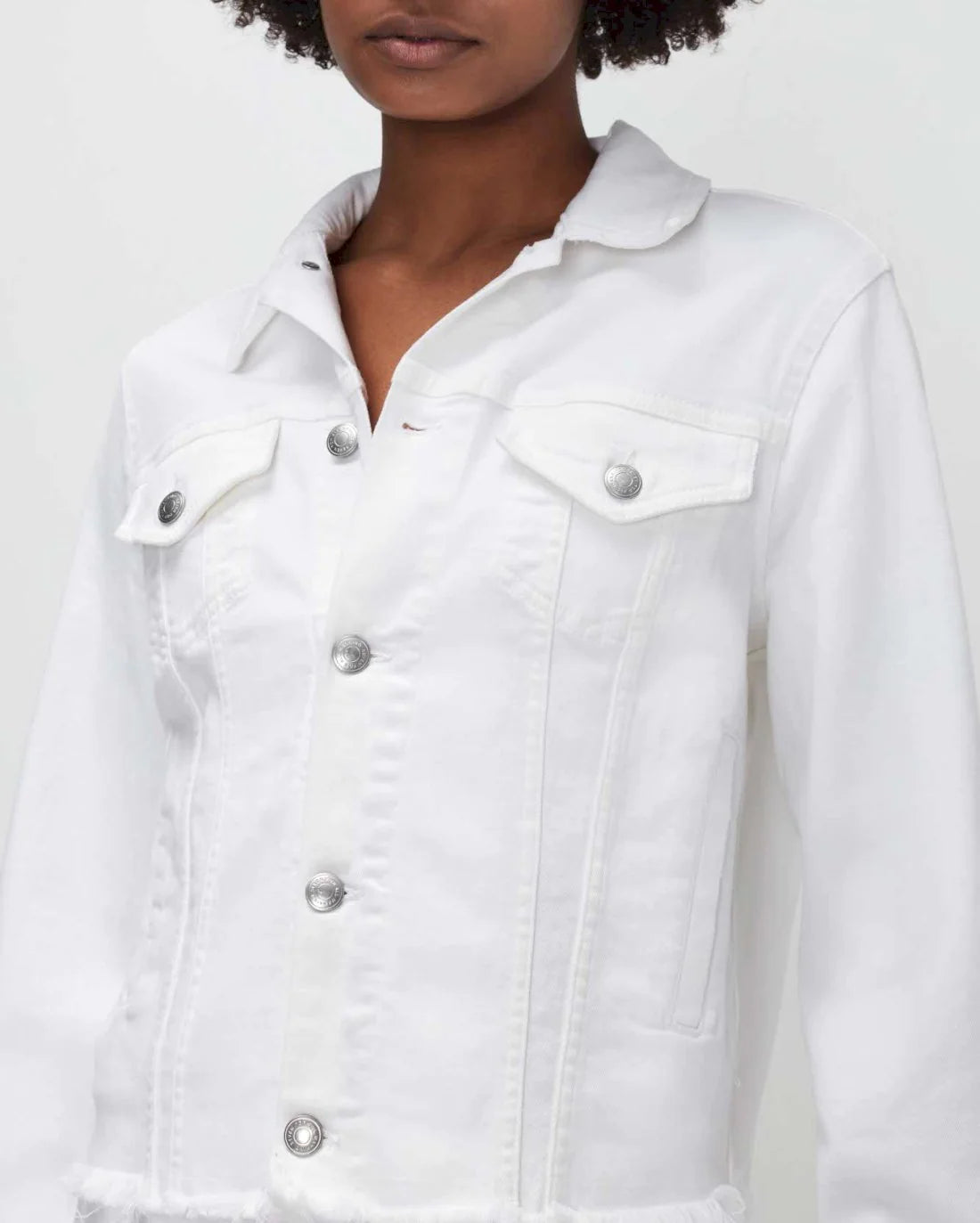 Classic Trucker Jacket with Cut Hem