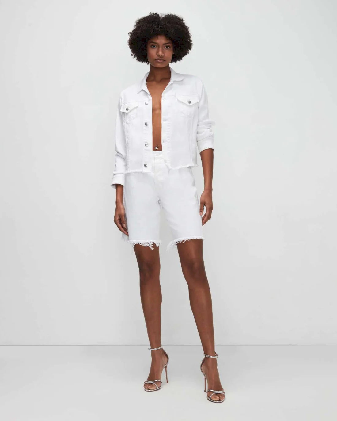 Classic Trucker Jacket with Cut Hem