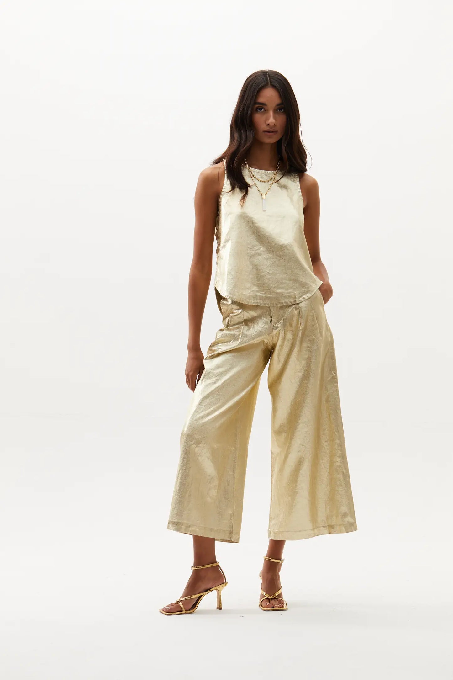 Halo Metallic Linen Top