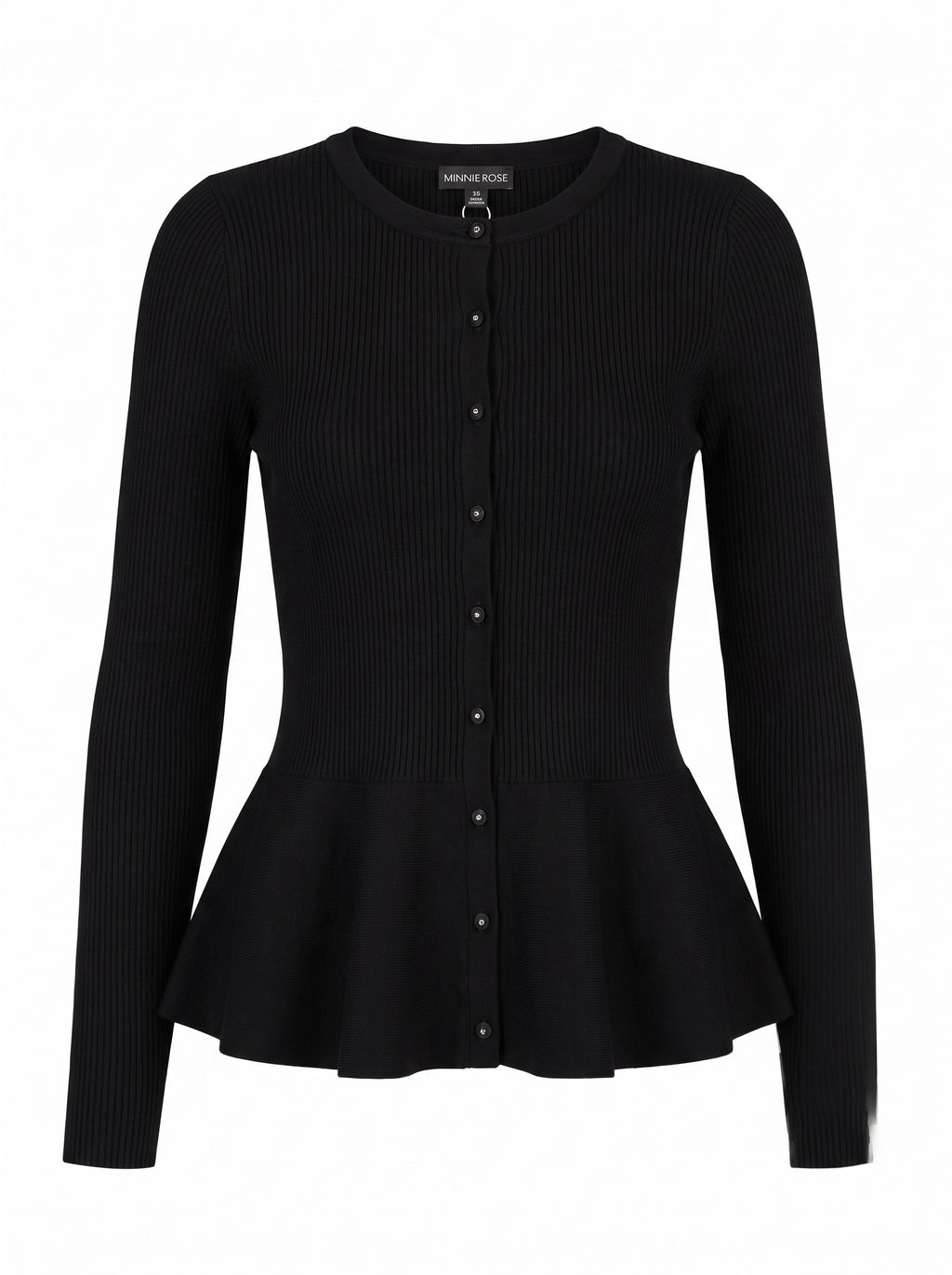 Ribbed Peplum Cardigan, front view
