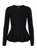 Ribbed Peplum Cardigan, front view