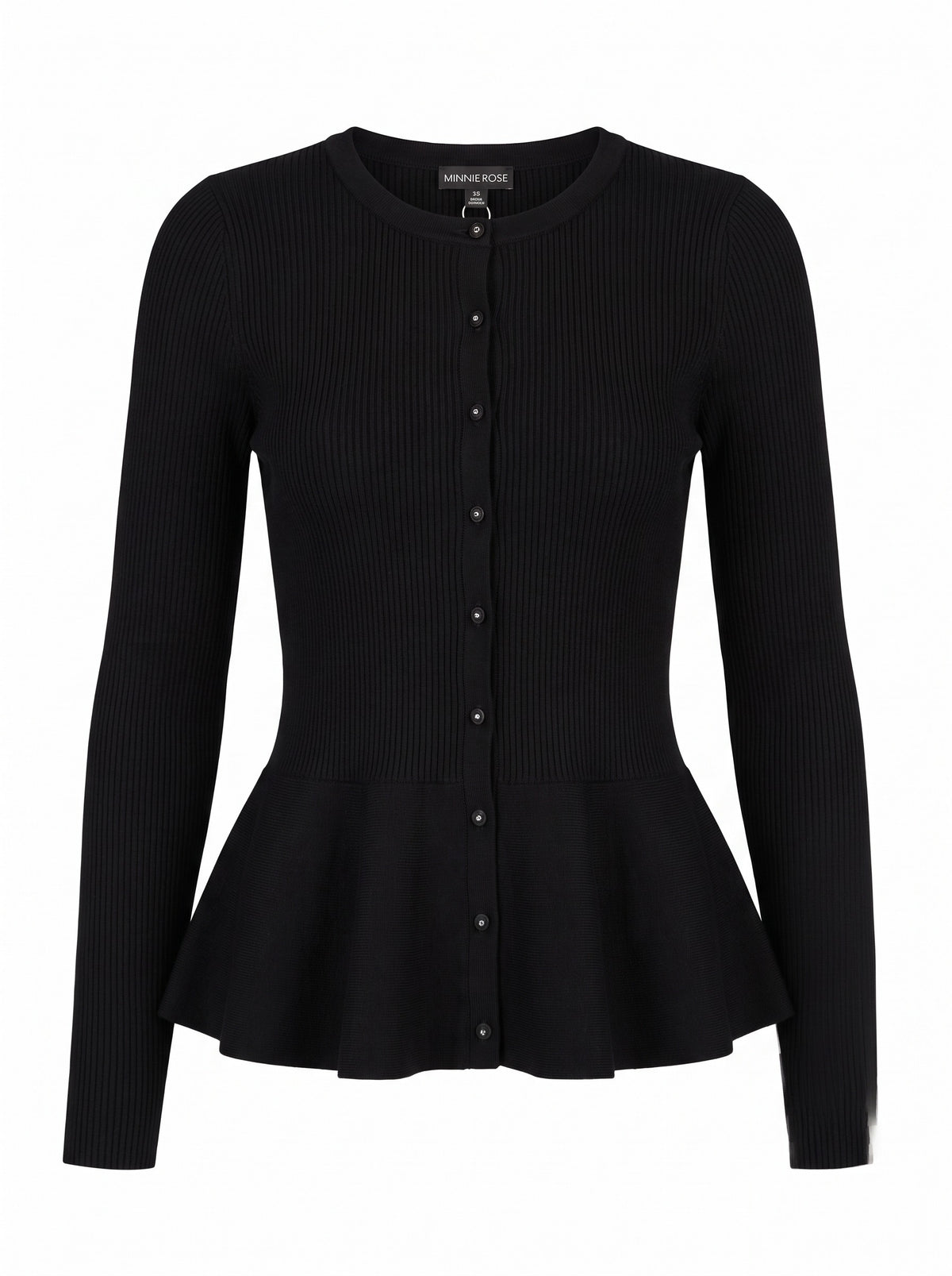 Ribbed Peplum Cardigan, front view