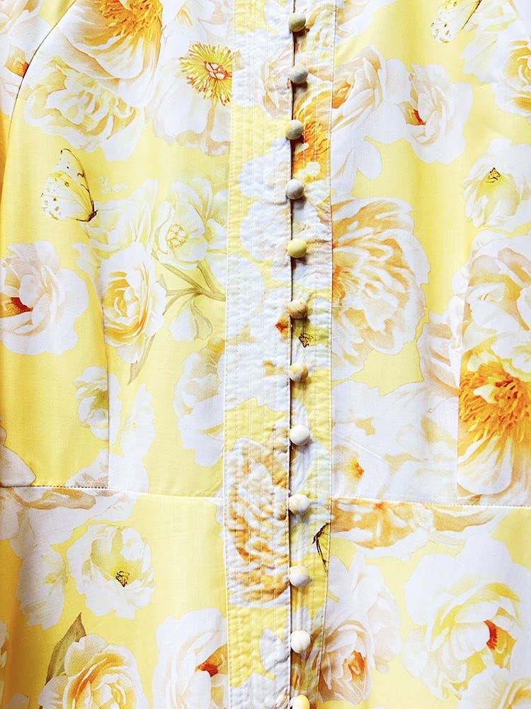 Graceful Floral Print Lantern Sleeve Belted Dress
