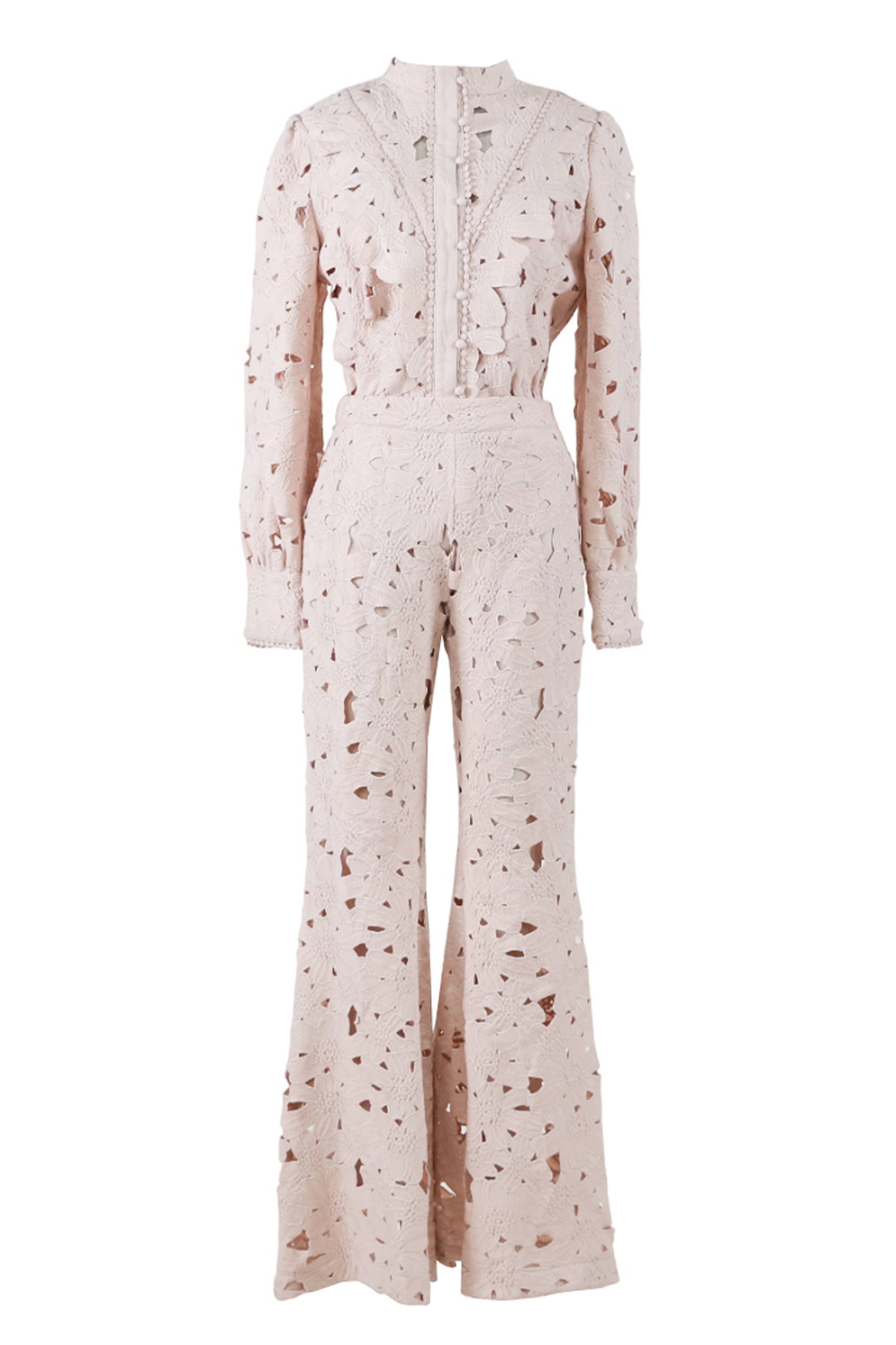 Nude Lace Elegance Pants Set