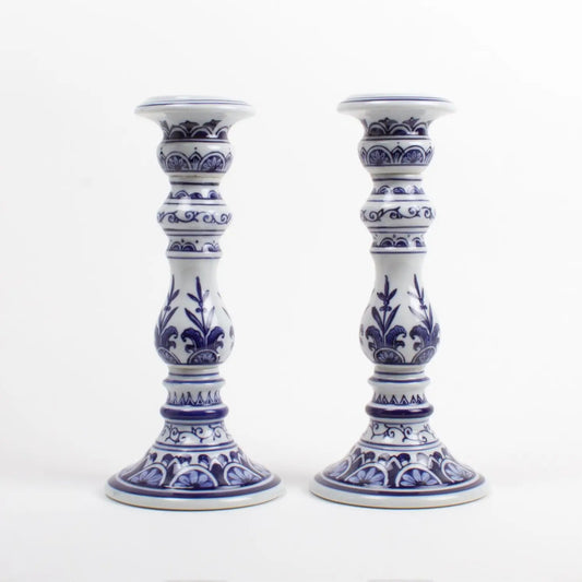 Blue Chinoiserie Candlestick Set