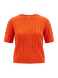 Cable Short Sleeve Crewneck  Cashmere Sweater, front view