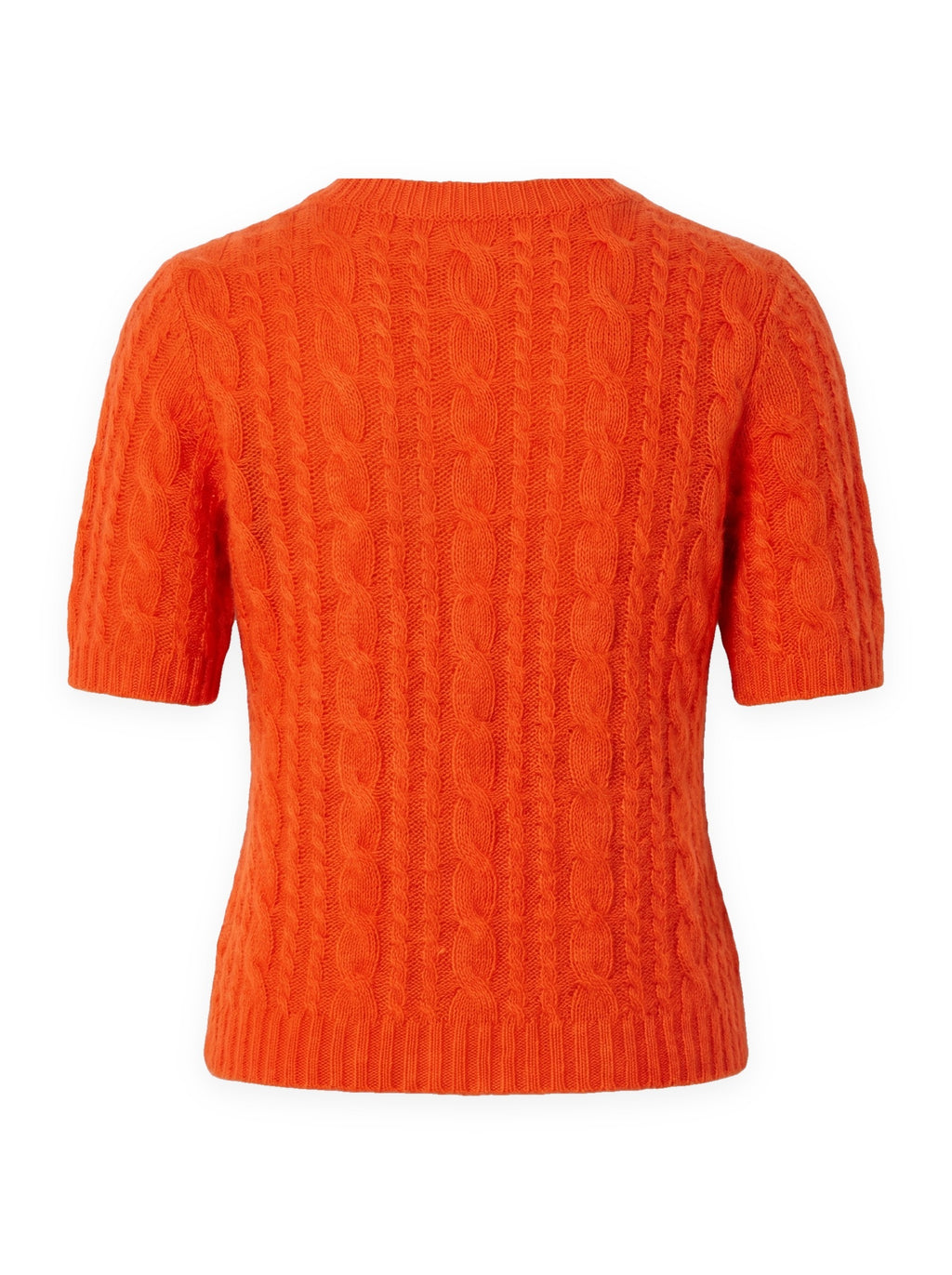 Cable Short Sleeve Crewneck  Cashmere Sweater, back view