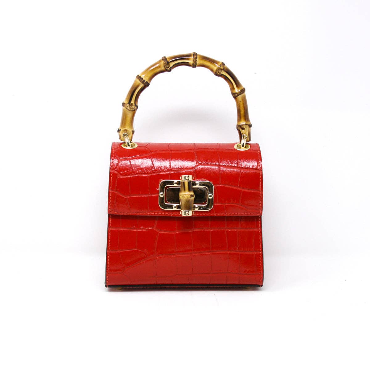 ITALIAN LEATHER BAMBOO HANDLE BAG