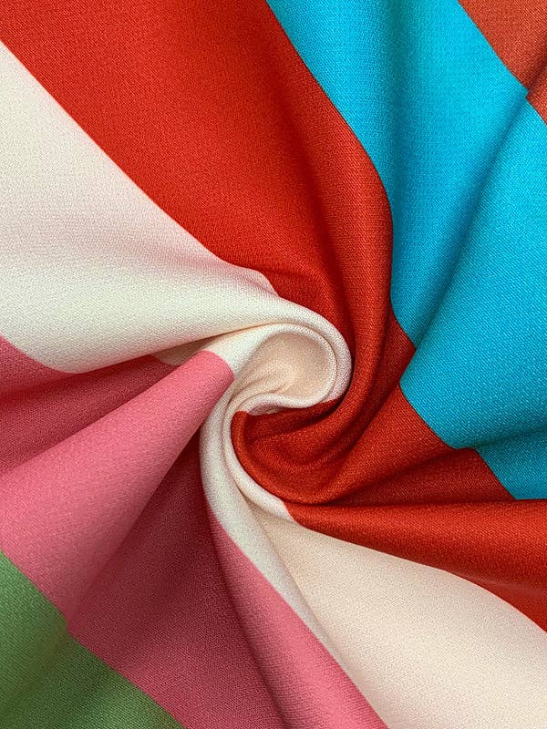 Puff Sleeve Striped Lapel Blouse – Multi-Colored