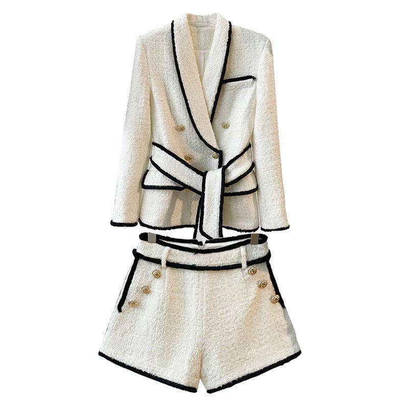 Tweed Blazer And Short Set Fomal Blazer Set Two Piece