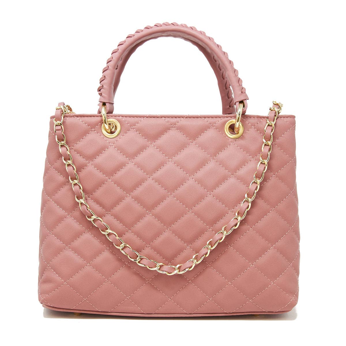 ITALIAN LEATHER QUILTED MID-SIZE BAG