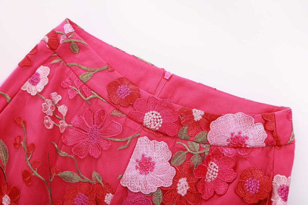 Floral Embroidered Blazer Pants Suit Women