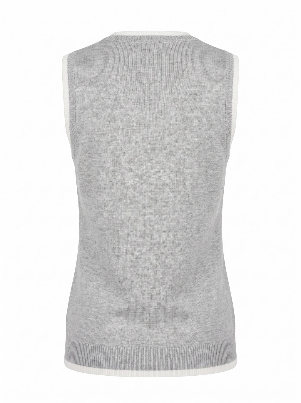 Cotton Silk Blend Crew Nk Tank W/Fox Tipping in silver, back view