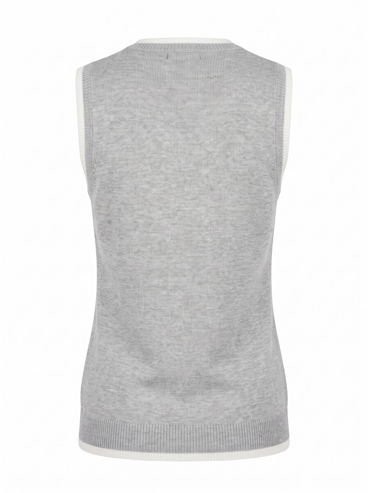 Cotton Silk Blend Crew Nk Tank W/Fox Tipping in silver, back view
