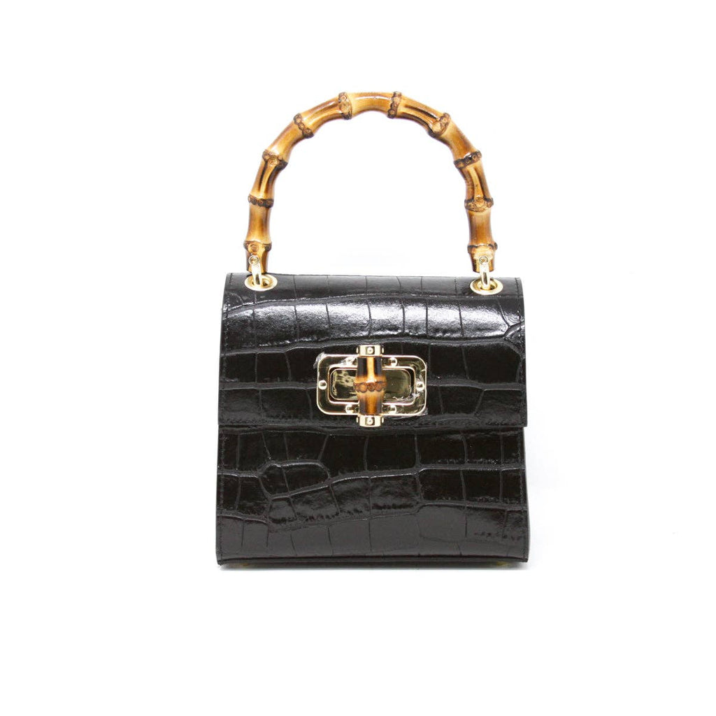 ITALIAN LEATHER BAMBOO HANDLE BAG