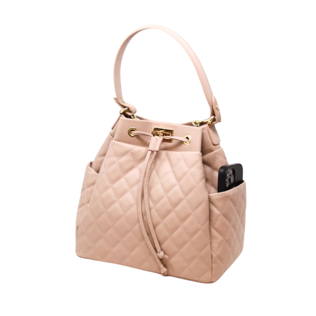 ITALIAN LEATHER TOP HANDLE AND CROSSBODY BAG