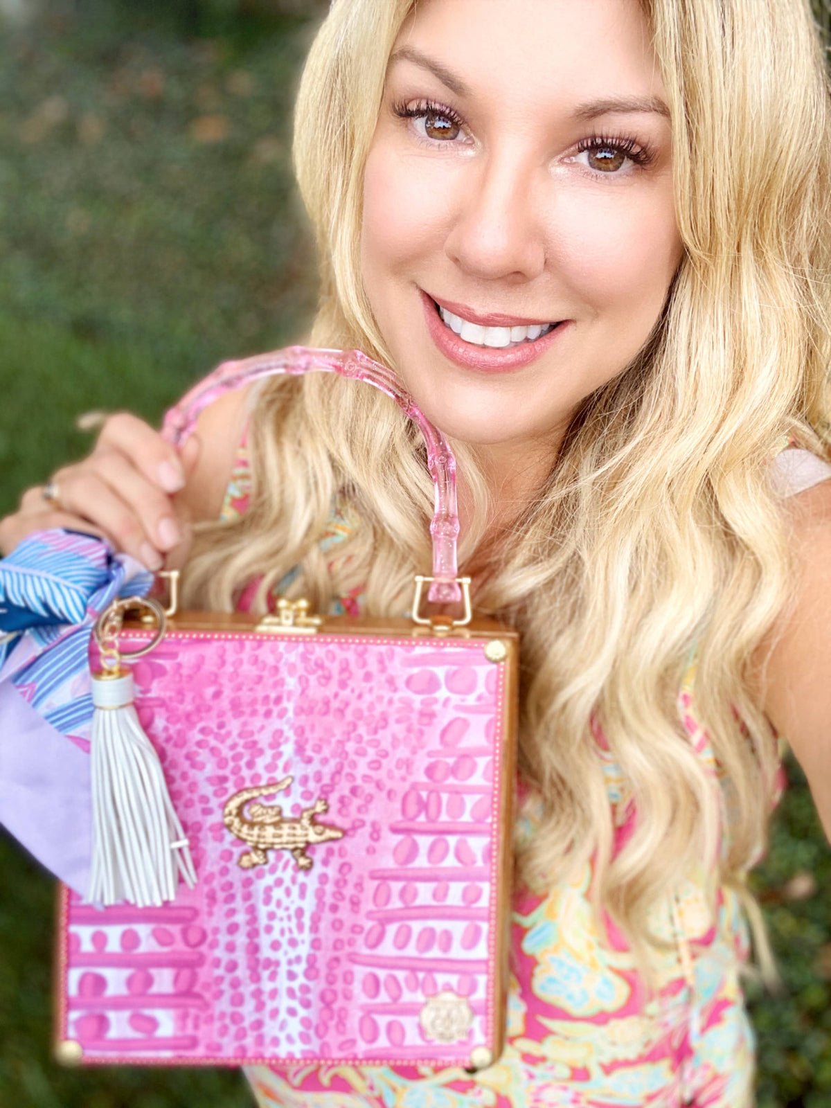 Pink Gator Toile Bag