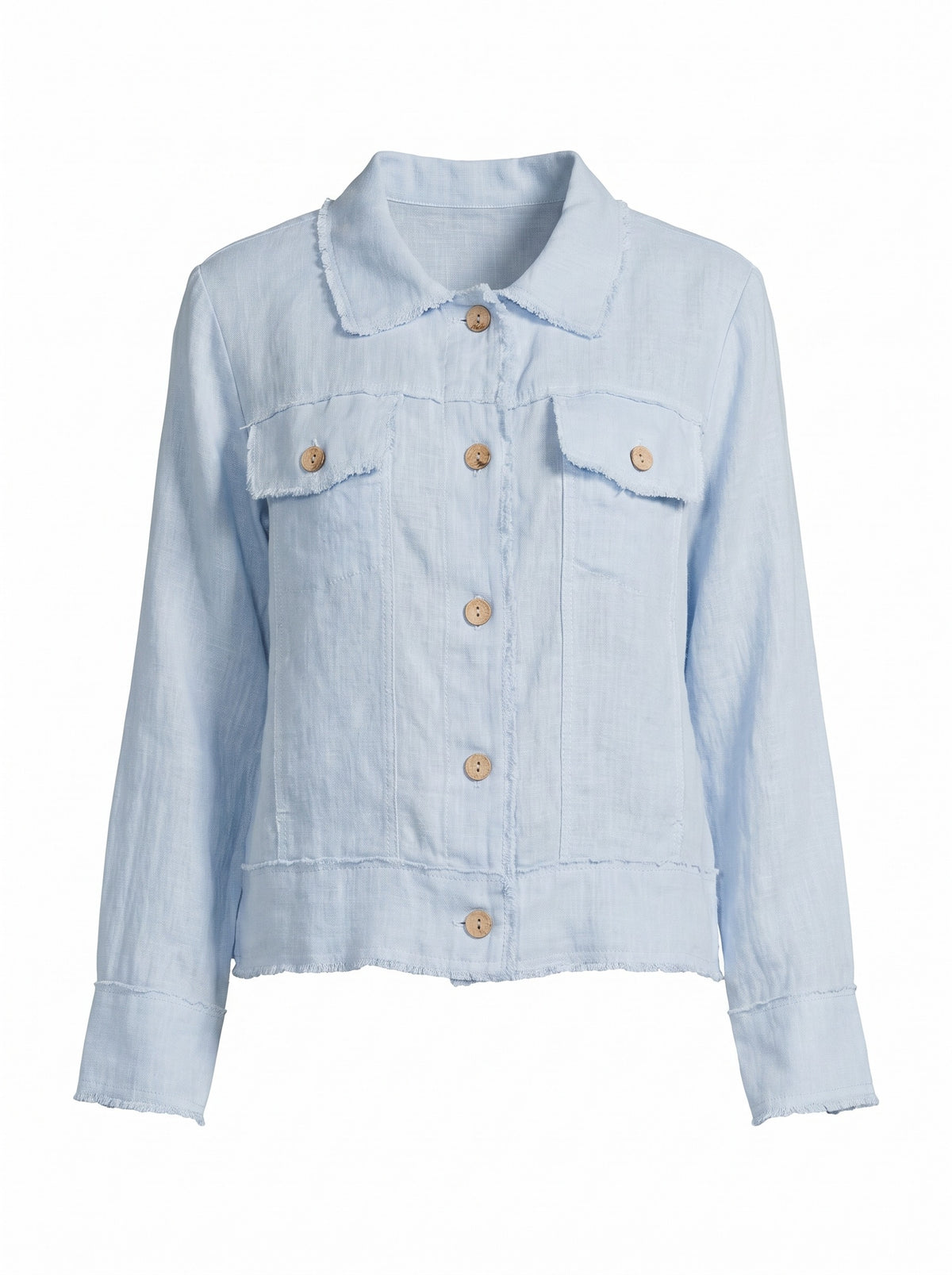 Italian Linen Jacket in denim blue, front view