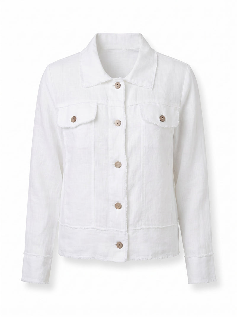 Italian Linen Jacket in white, front view