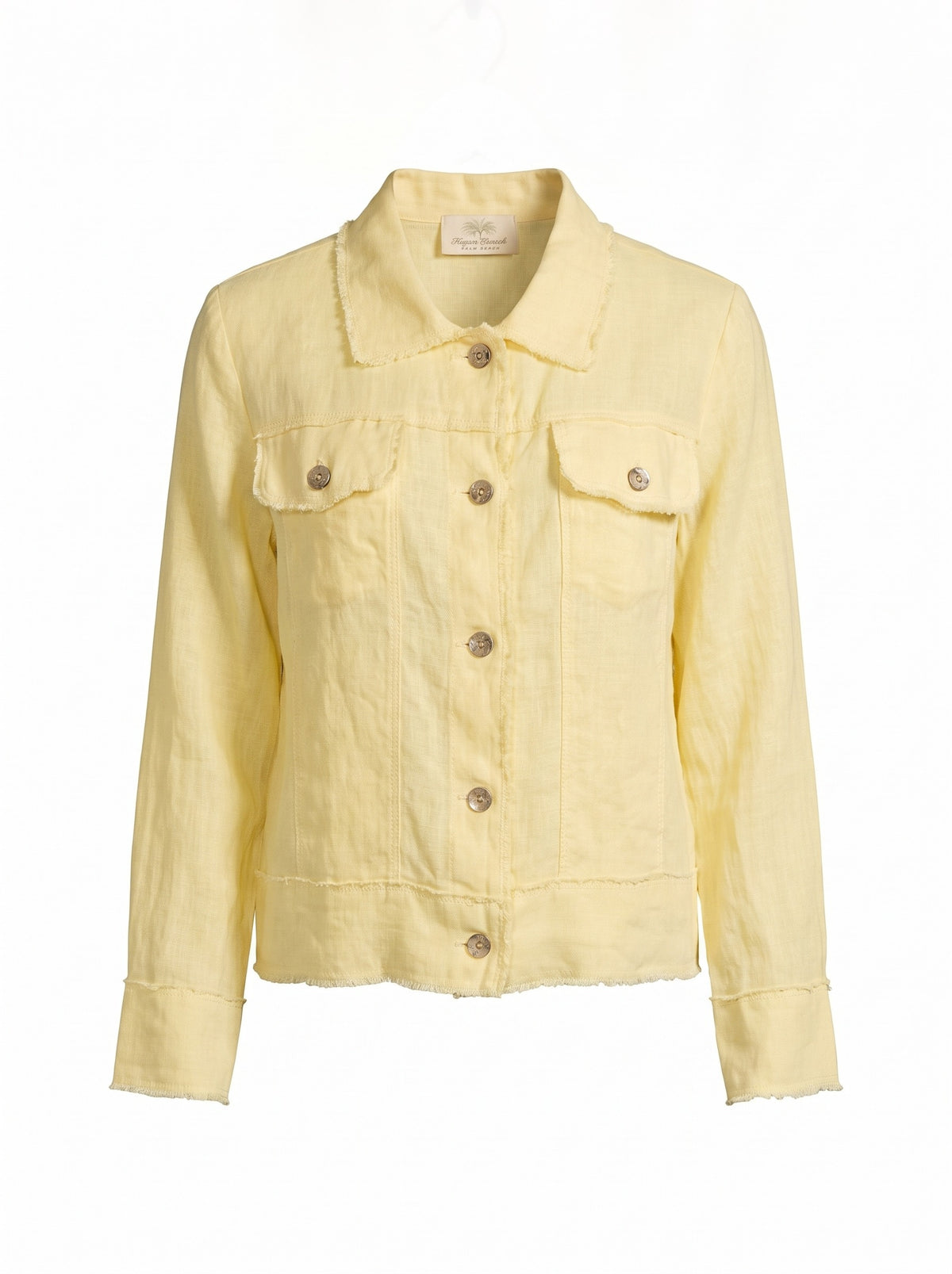 Italian Linen Jacket in yellow, front view