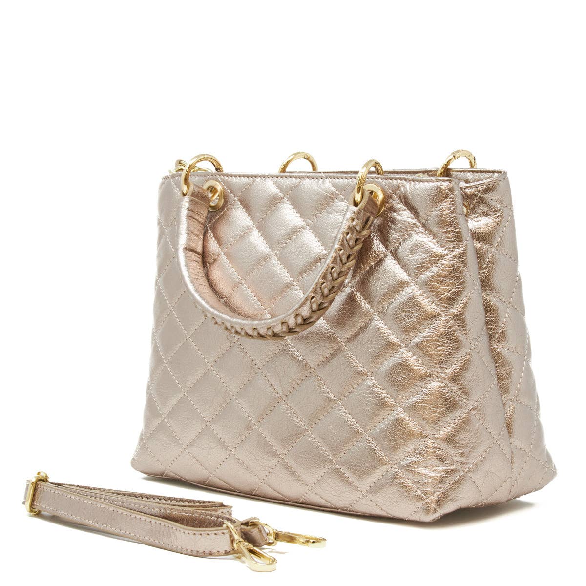 ITALIAN LEATHER QUILTED MID-SIZE BAG