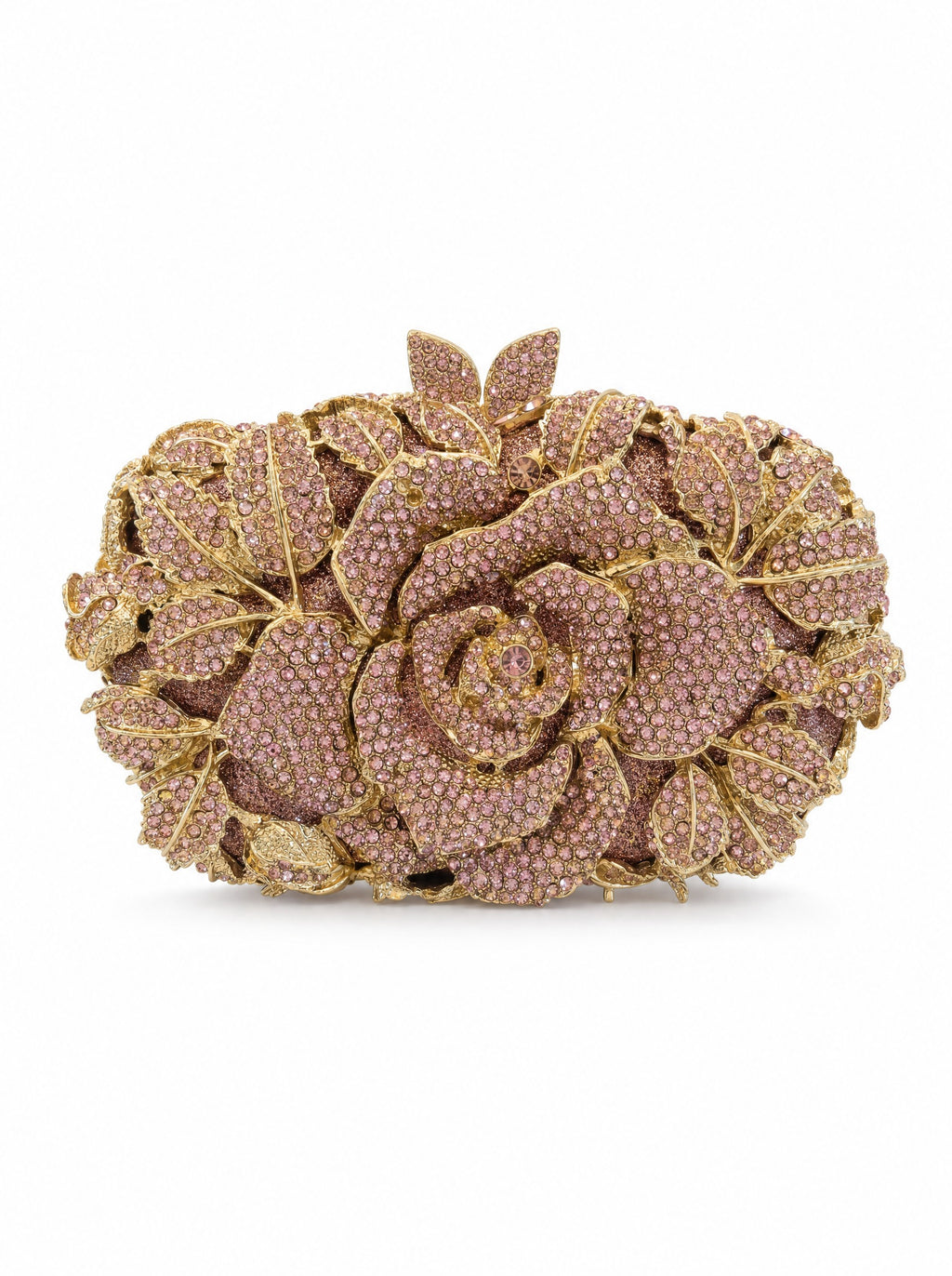 Luxmob Pink & Gold Flower Clutch, front view