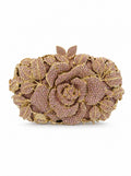 Luxmob Pink & Gold Flower Clutch, front view