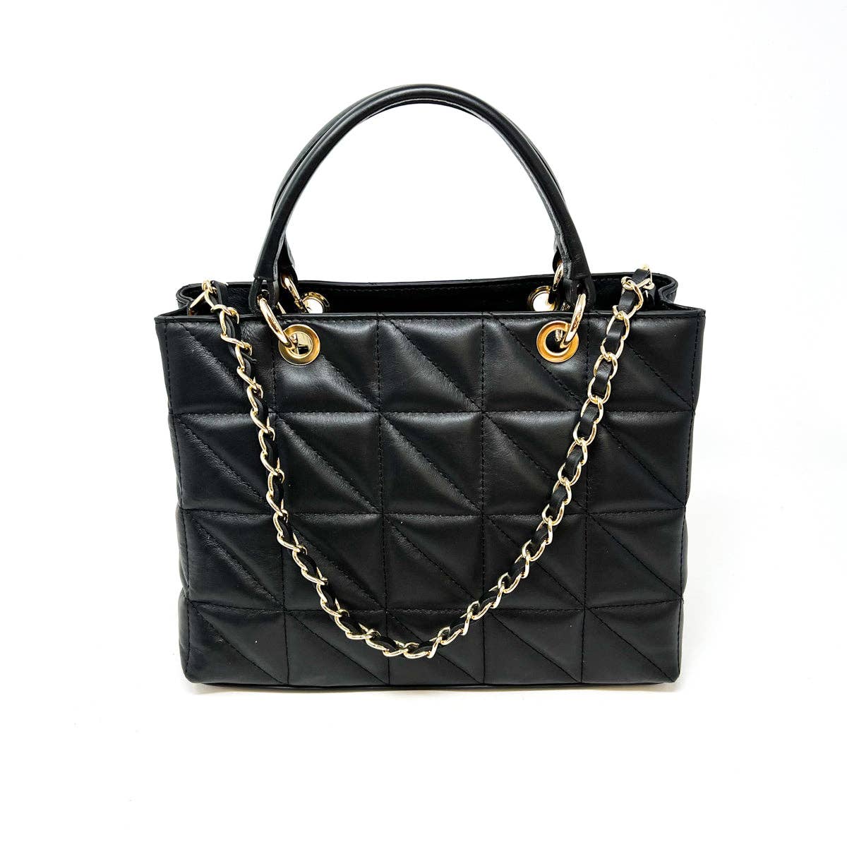 ITALIAN LEATHER QUILTED MID BAG