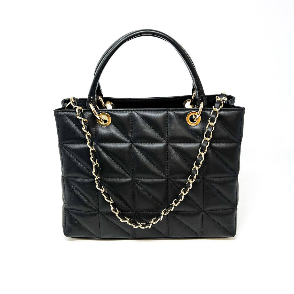 ITALIAN LEATHER QUILTED MID BAG