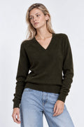100% Cashmere LS Shrunken V Neck