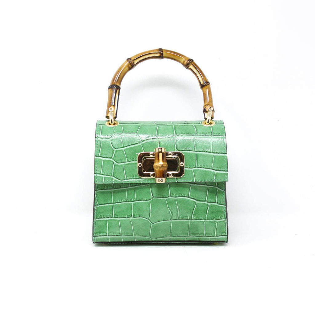 ITALIAN LEATHER BAMBOO HANDLE BAG