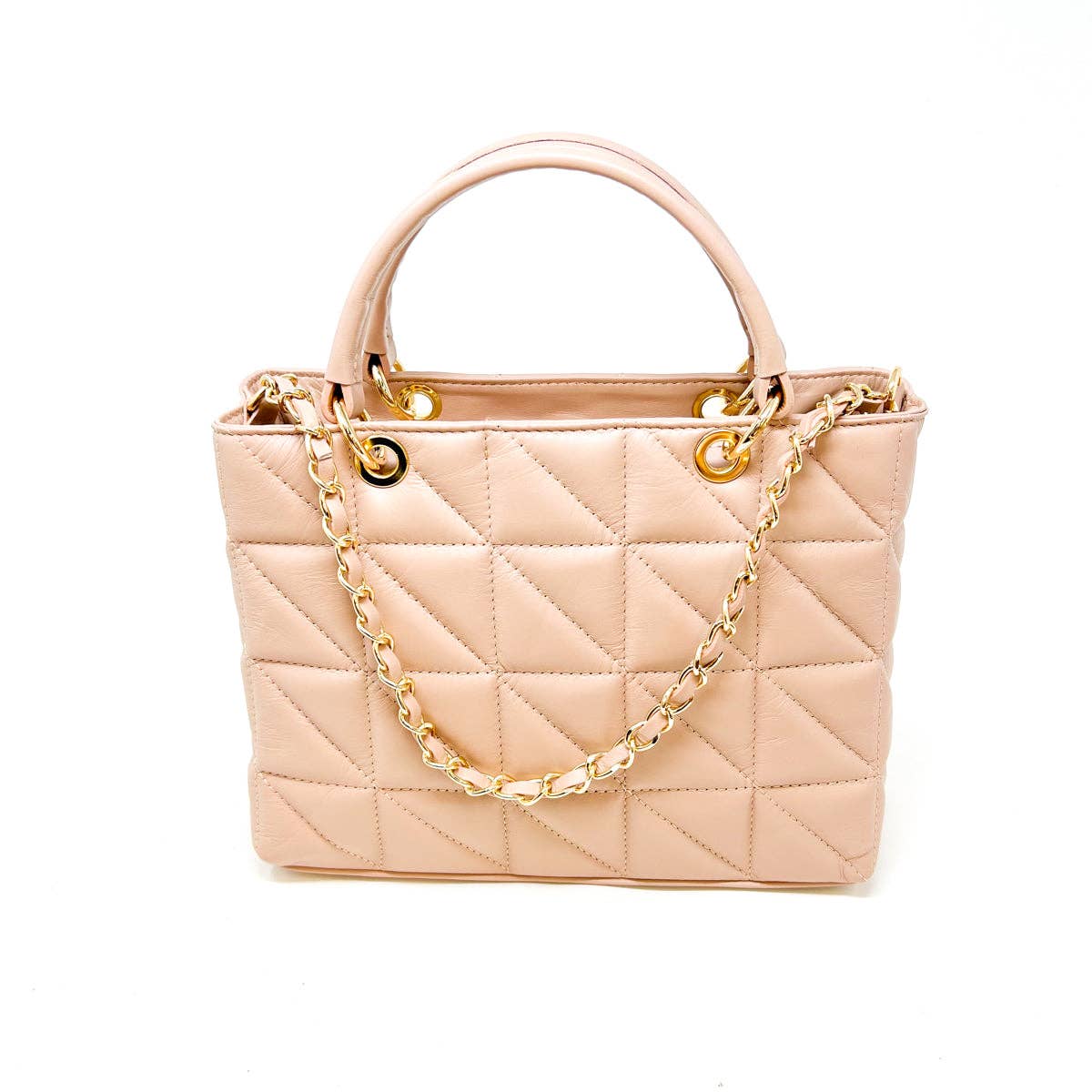 ITALIAN LEATHER QUILTED MID BAG