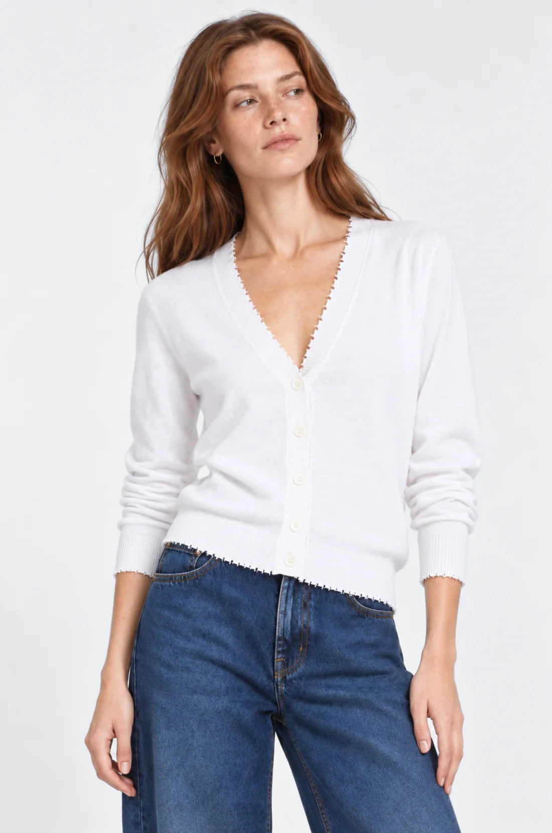 Cotton Cashmere Cardi Frayed