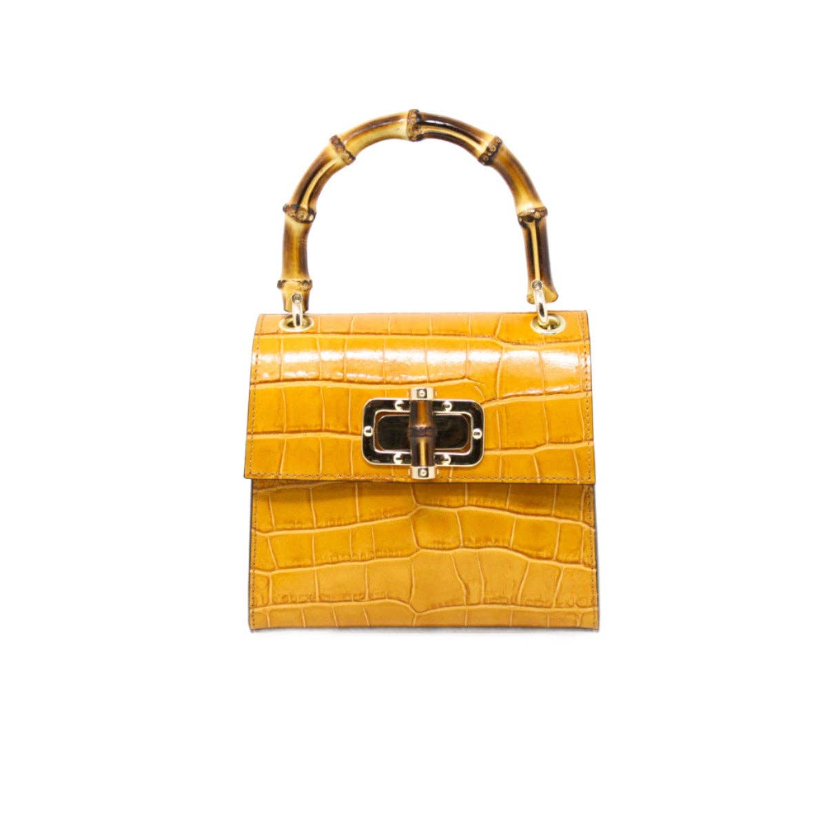 GENUINE ITALIAN LEATHER BAMBOO HANDLE BAG
