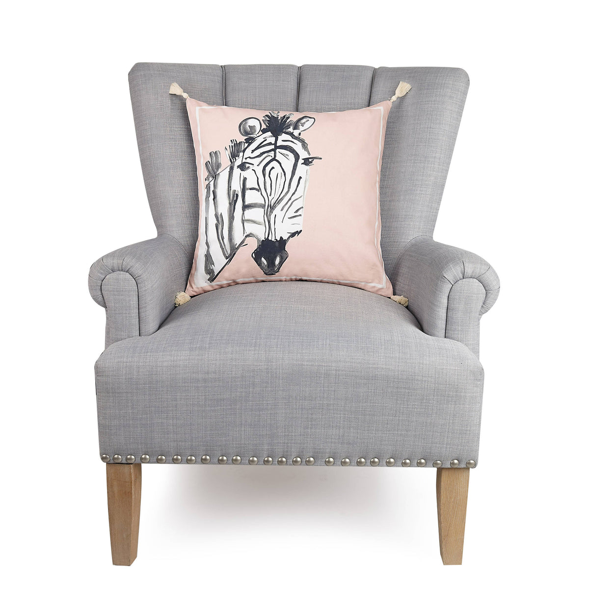 Zebra Pink with Tassels Pillow