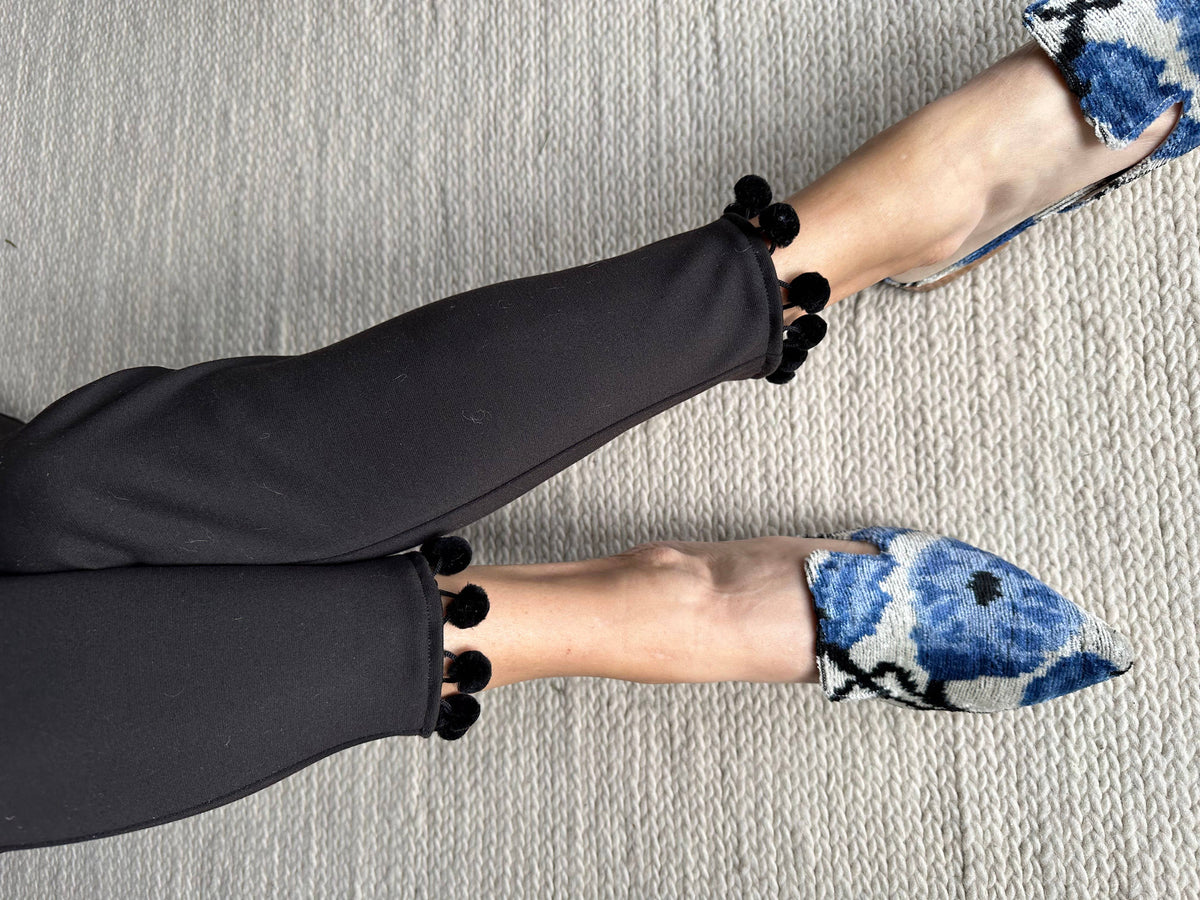 Sabrina Ankle Pant - Black w Black Pom Pom