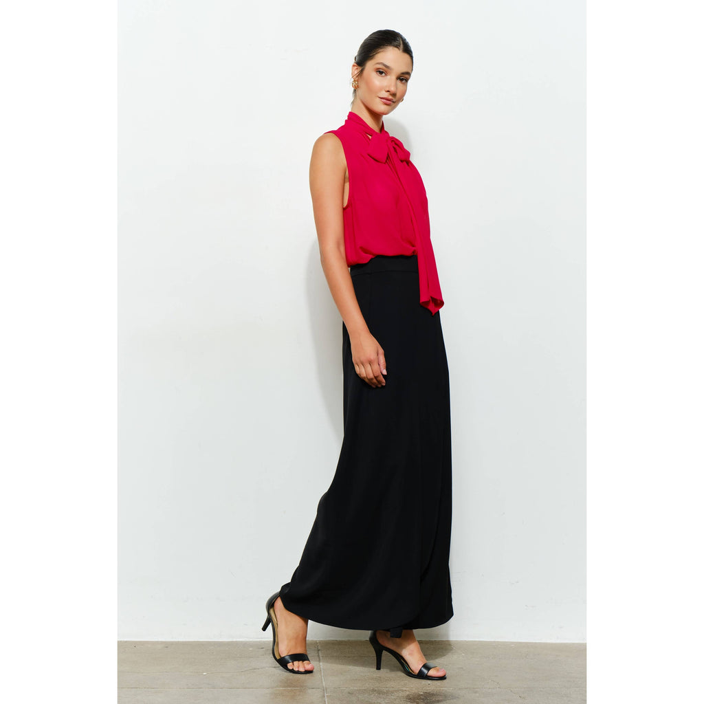 Tie-Neck Chiffon Sleeveless Blouse