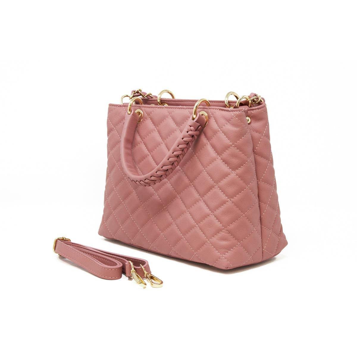 ITALIAN LEATHER QUILTED MID-SIZE BAG