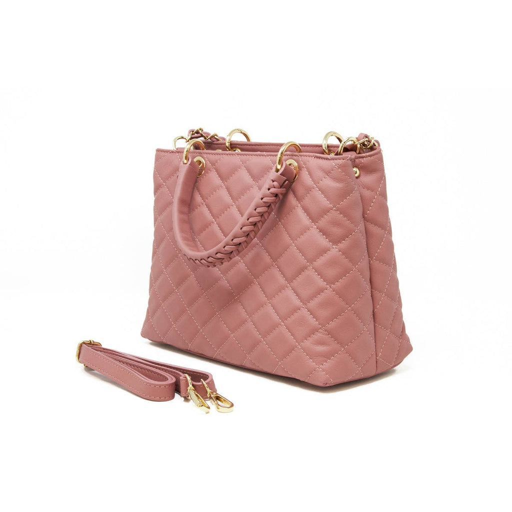 ITALIAN LEATHER QUILTED MID-SIZE BAG