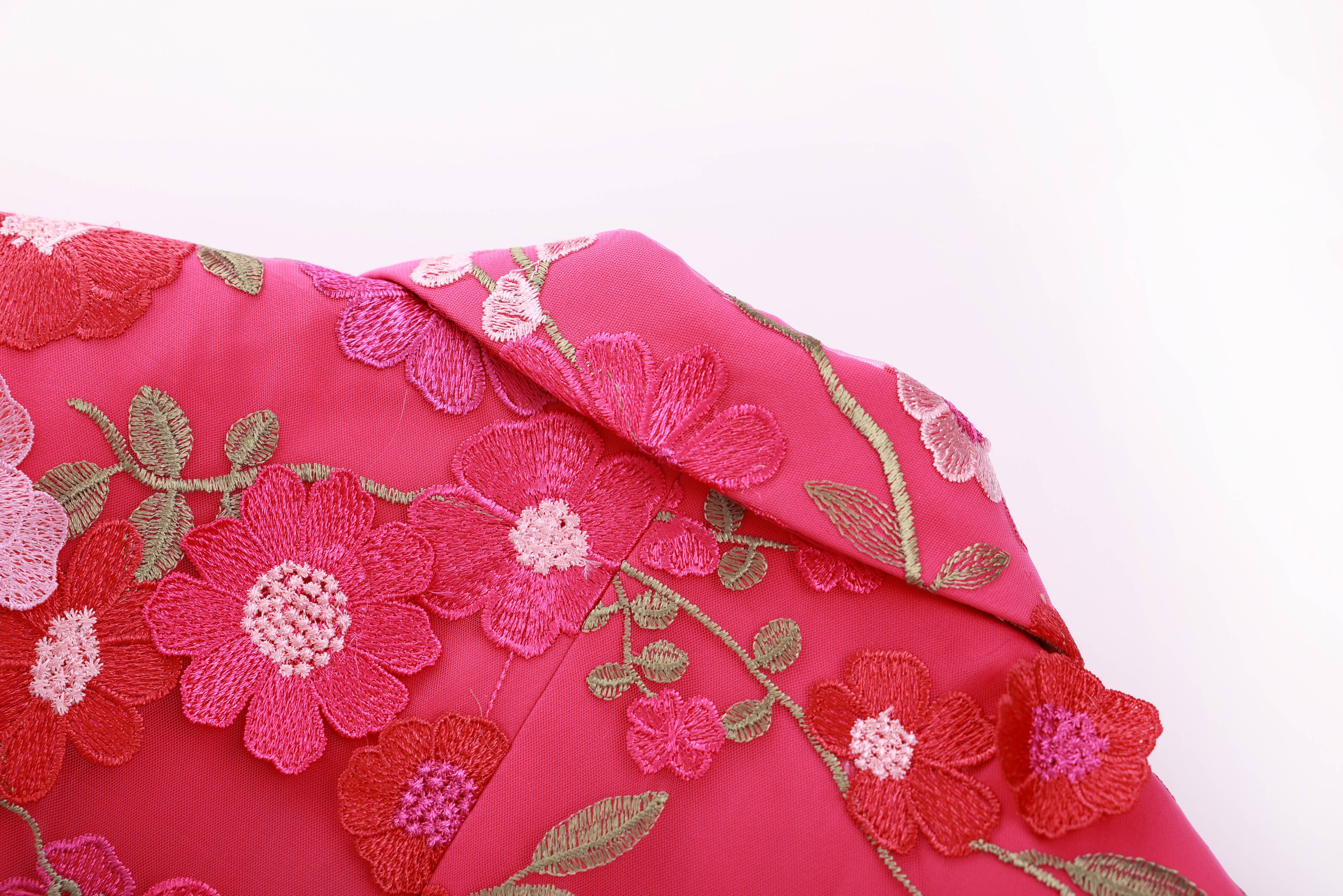 Floral Embroidered Blazer Pants Suit Women
