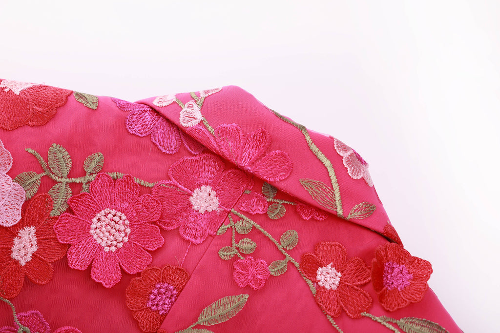 Floral Embroidered Blazer Pants Suit Women