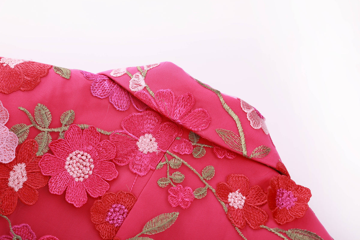 Floral Embroidered Blazer Pants Suit Women