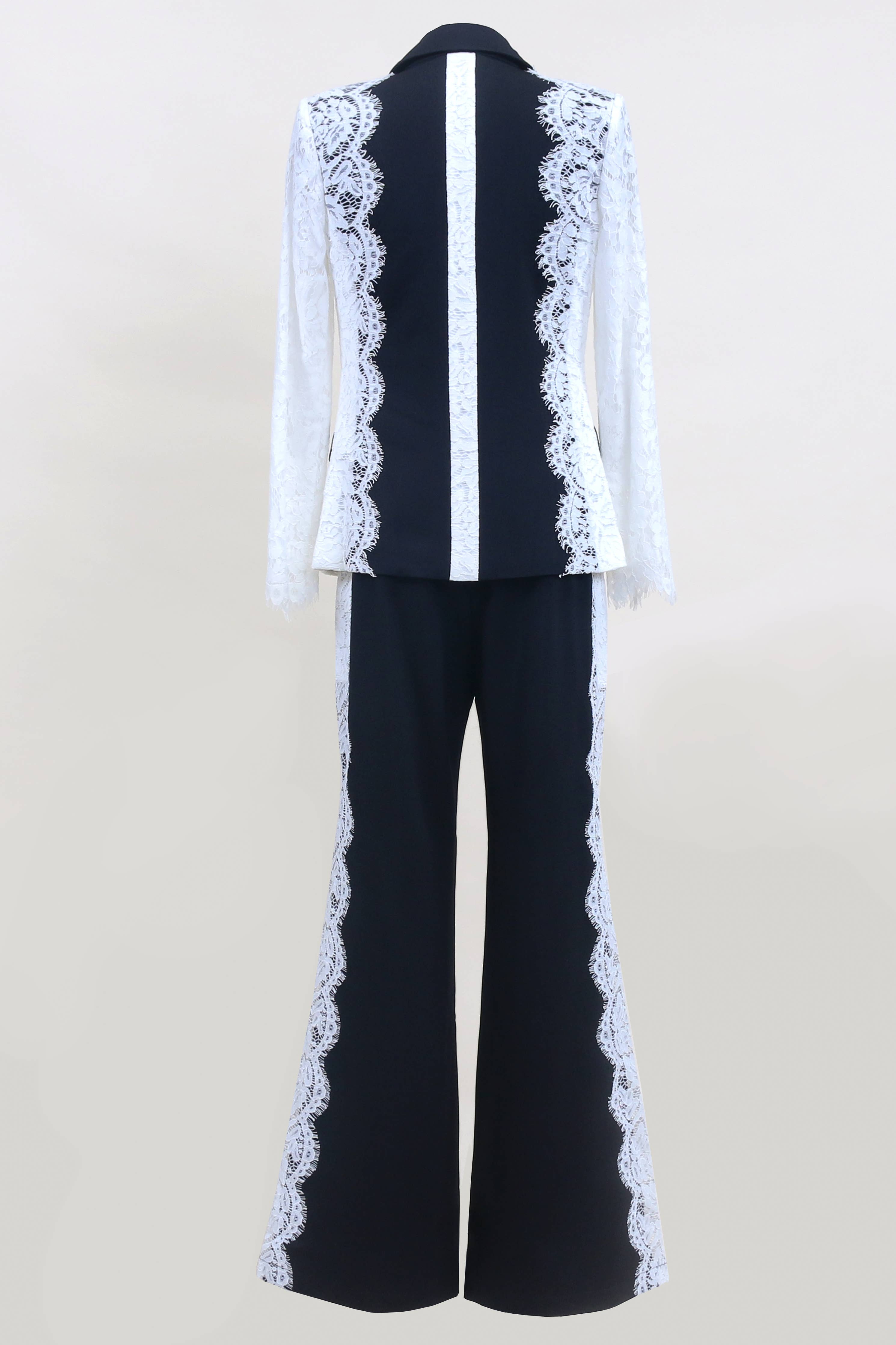 Lace Detail Blazer & Pants Set