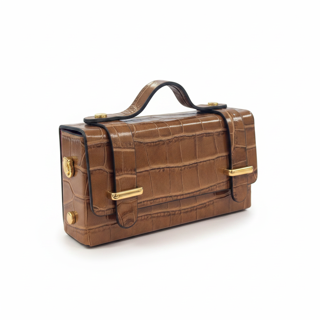 LEATHER HANDBAG WITH CROCCO