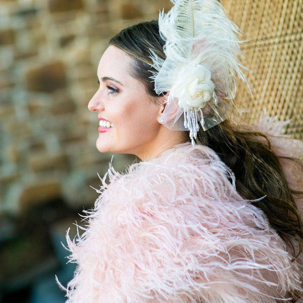 Ostrich Feather Bolero Shoulder Wrap / Coat-Champagne