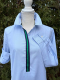 Dorothy 2 Ribbon Tunic - Blue w Navy & Green Ribbon