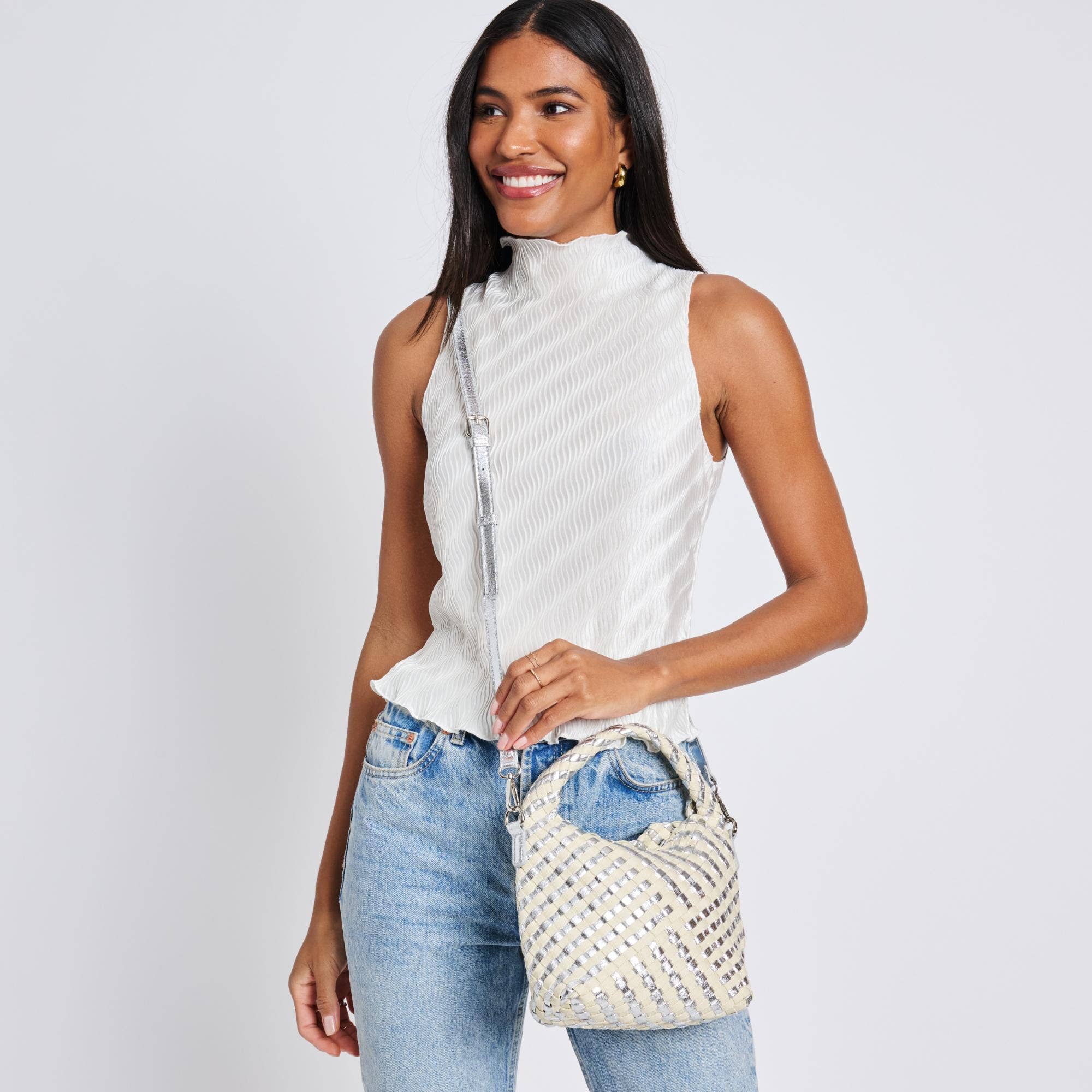 Jessamine Woven Mixed Material Crossbody