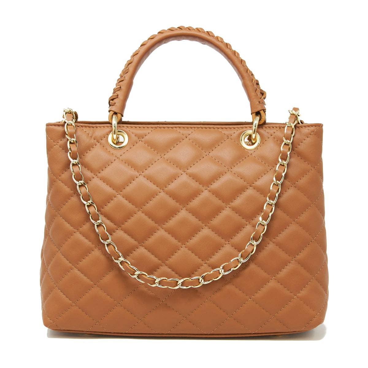ITALIAN LEATHER QUILTED MID-SIZE BAG