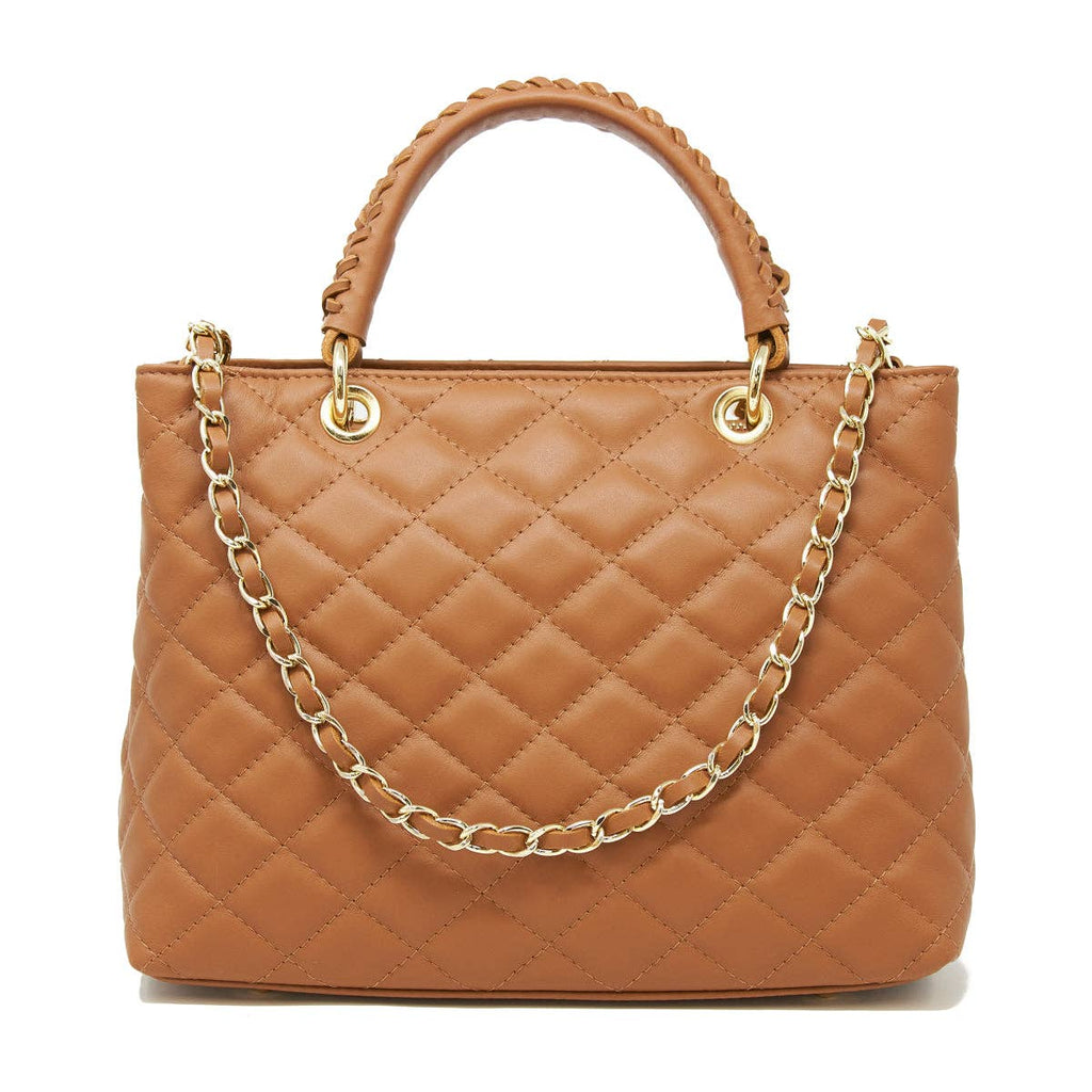 ITALIAN LEATHER QUILTED MID-SIZE BAG