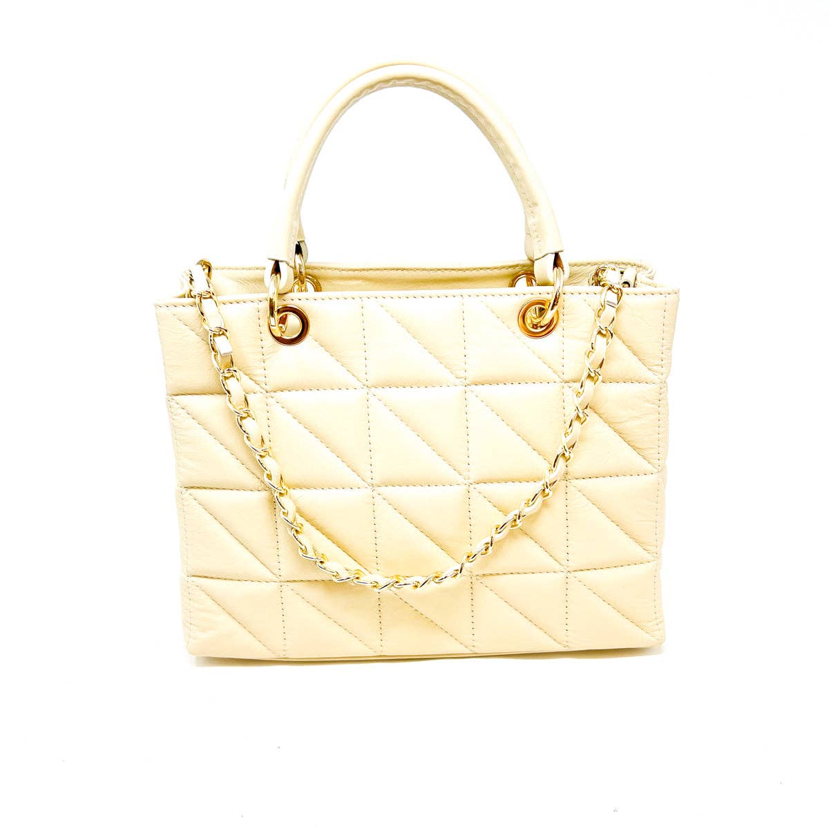 ITALIAN LEATHER QUILTED MID BAG